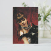 Carte Fille avec un chat noir dans ses bras (Debout devant)
