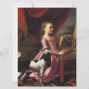 Carte Fille avec un oiseau et un chien (John Singleton C