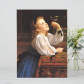 Carte Fille avec un oiseau (par William-Adolphe Bouguere (Debout devant)