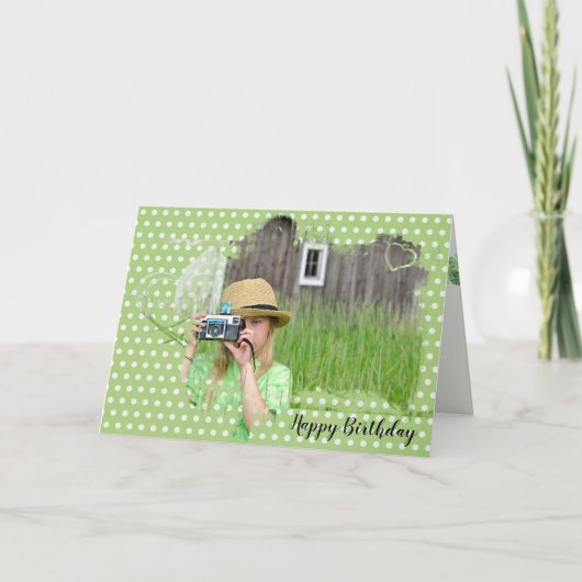 Carte Fille avec vieille caméra Anniversaire (Devant)