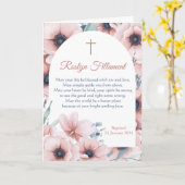 Carte Fille Baptême Grosse Fleurs Roses Autour De La Fro (Fleur jaune)