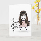 Carte Fille Bâton avec Cheveux Longs Pour Sœur  (Fleur jaune)