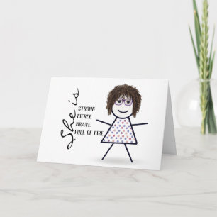 Carte Fille Bâton avec Cheveux pour l'Anniversaire de Ma