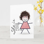 Carte Fille Bâton avec Cheveux Pour Sœur (Fleur jaune)