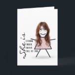 Carte Fille Bâton avec Cheveux Pour Sœur<br><div class="desc">Jolie fille bâton avec des cheveux,  des lunettes et une robe fleurie sur fond blanc pour l'anniversaire de ma sœur.
La couleur de fond peut être modifiée.</div>