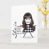 Carte Fille Bâton avec de longs cheveux pour sœur (Fleur jaune)