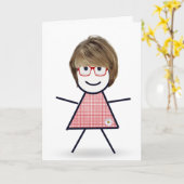 Carte Fille Bâton d'anniversaire avec cheveux pour sœur (Fleur jaune)