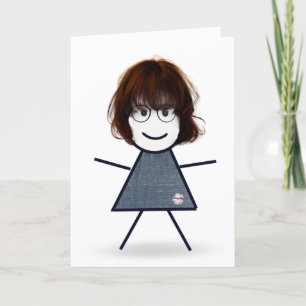 Carte Fille bâton d'anniversaire pour sœur