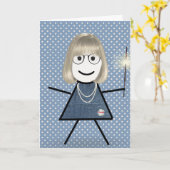 Carte Fille Bâton de la Fête des Mères avec Étoile Lumin (Fleur jaune)