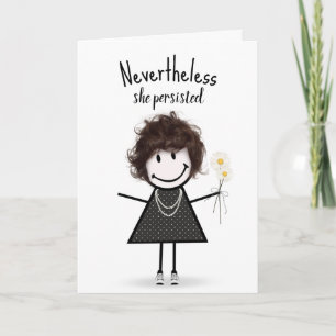 Carte Fille Bâton Mignonne en Baskets avec Citation
