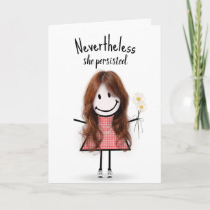 Carte Fille Bâton Mignonne en Robe à Carreaux Inspiratio