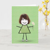 Carte Fille Bâton Pensée avec Daisies  (Fleur jaune)