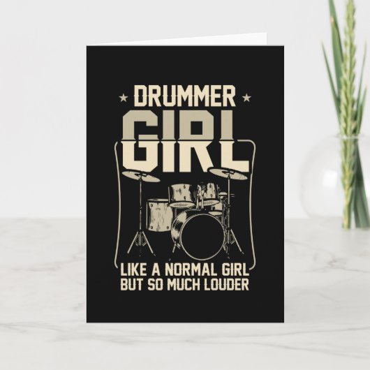 Carte Fille batteur | Drums Drummer Cadeau (Devant)
