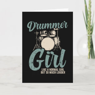 Carte Fille batteur Drums Drummer Cadeau