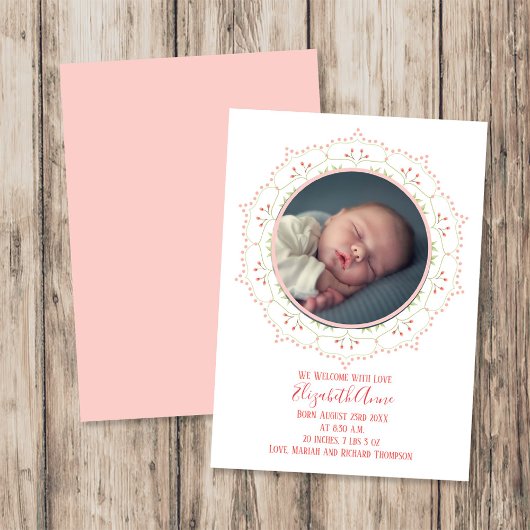 Carte Fille bébé moderne Blush Rose Simple Élégant