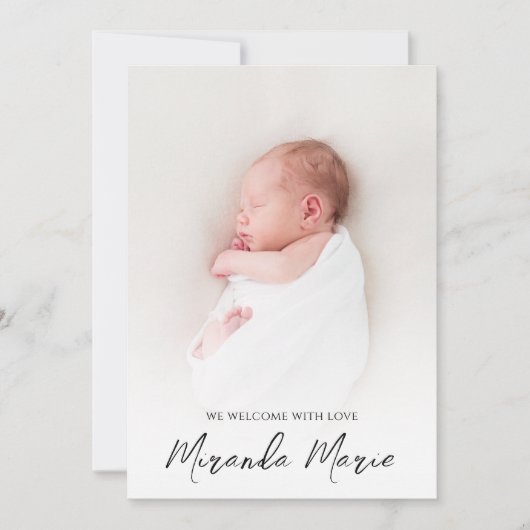 Carte Fille bébé simple superposition Texte Nouveau-né P (Devant)