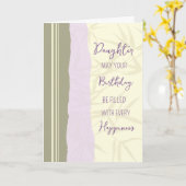 Carte Fille beige violet moderne Anniversaire (Fleur jaune)