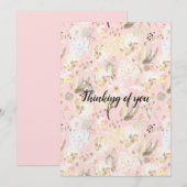 Carte Fille Blush Crème Rose Blanc Floral (Devant / Derrière)