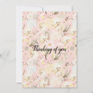 Carte Fille Blush Crème Rose Blanc Floral