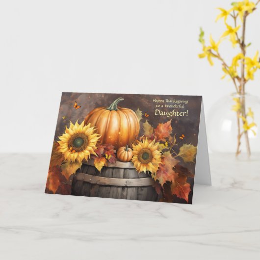 Carte Fille Bon thanksgiving Citrouille Tournesols (Fleur jaune)