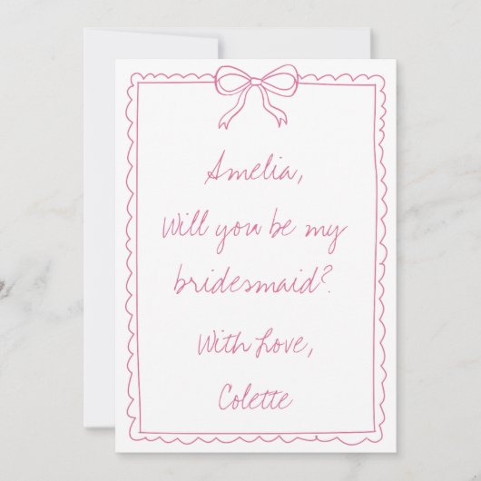 Carte Fille Bow Doodle Love Fancy Bridesmaid Proposition (Devant)