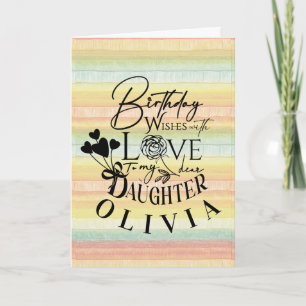 Carte Fille Calligraphie d'anniversaire Nom personnalis