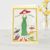 Carte fille Casquette anniversaire (Fleur jaune)