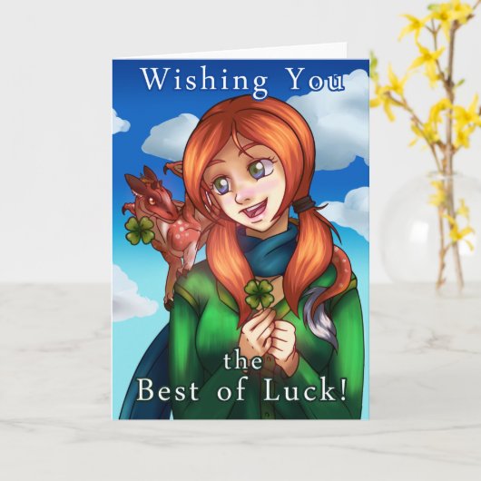 Carte fille chanceuse (texte) (Fleur jaune)