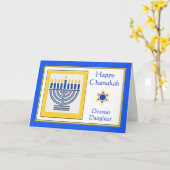 Carte Fille Chanukah Menorah contemporaine (Fleur jaune)