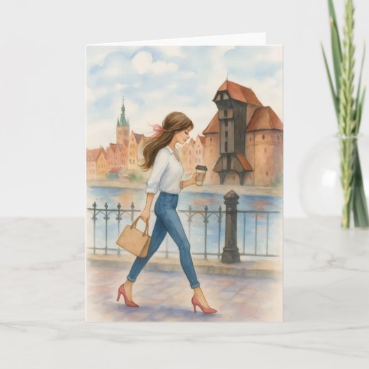 Carte Fille Chic à Gdansk, Pologne (Devant)