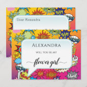 Carte Fille Comic Pop Art Extraordinaire Flower (Devant / Derrière)