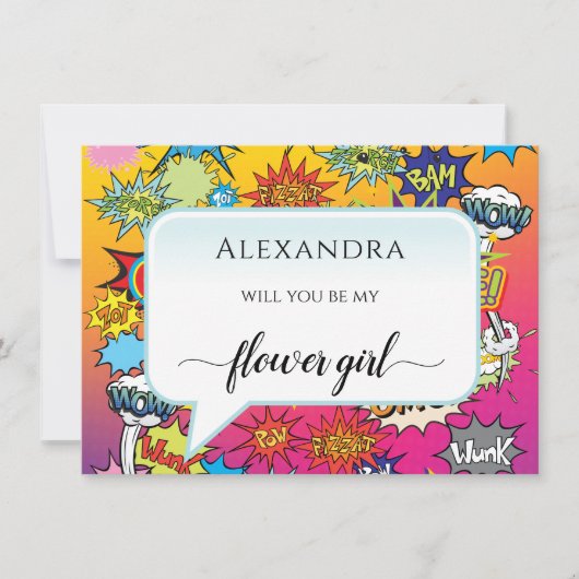 Carte Fille Comic Pop Art Extraordinaire Flower (Devant)