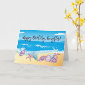 Carte Fille Cultivée Anniversaire Avec Coquillages Chauf (Fleur jaune)