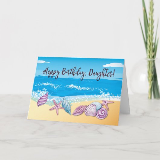 Carte Fille Cultivée Anniversaire Avec Coquillages Chauf (Devant)
