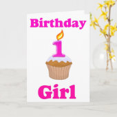 Carte fille d'anniversaire 1 an (Fleur jaune)