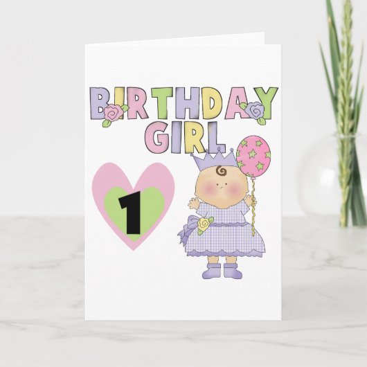 Carte Fille d'anniversaire 1er Anniversaire T-shirts et  (Devant)