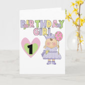 Carte Fille d'anniversaire 1er Anniversaire T-shirts et  (Fleur jaune)