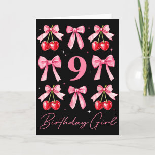Carte Fille d'anniversaire 9e anniversaire Cerise Coquet