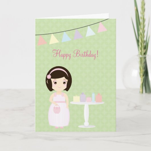 Carte Fille d'anniversaire à la table cadeau (Devant)
