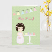 Carte Fille d'anniversaire à la table cadeau (Fleur jaune)