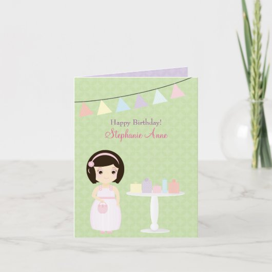 Carte Fille d'anniversaire à la table cadeau (Devant)