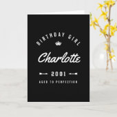 Carte Fille d'anniversaire âgée à la perfection rétro (Fleur jaune)