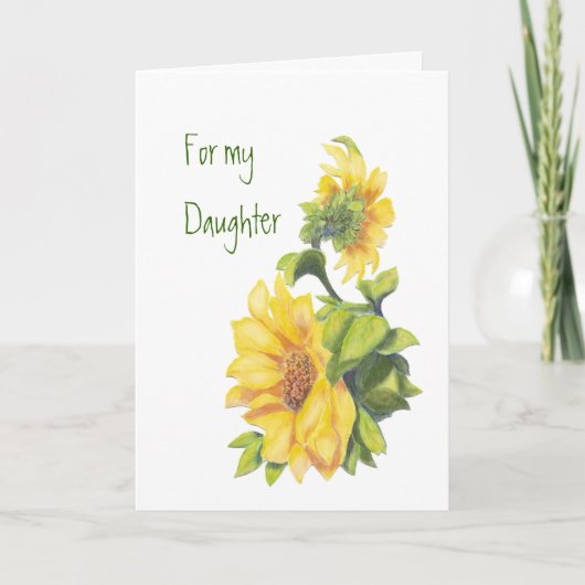 Carte Fille d'anniversaire Aquarelle tournesols, Floral (Devant)