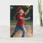 Carte Fille d'anniversaire attraper un softball (Devant)