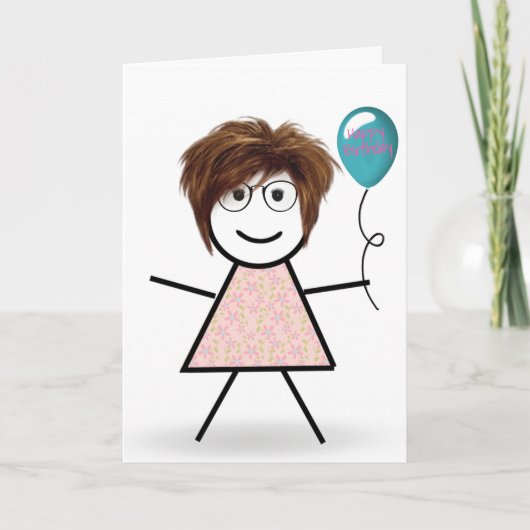 Carte Fille d'anniversaire avec ballon (Devant)