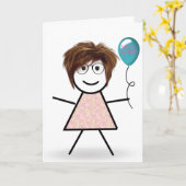 Carte Fille d'anniversaire avec ballon (Fleur jaune)