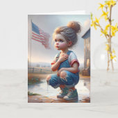 Carte Fille d'anniversaire avec drapeau américain (Fleur jaune)