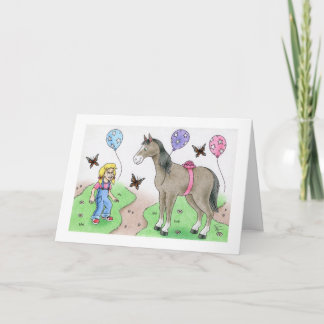 Carte Fille d'anniversaire avec le cheval