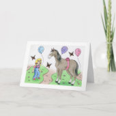 Carte Fille d'anniversaire avec le cheval (Devant)