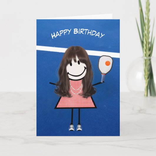 Carte Fille d'anniversaire avec Pickleball Paddle et Bal (Devant)